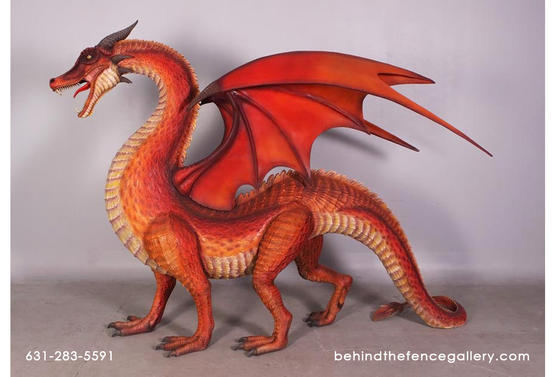 Standing Dragon Statue Red - Small