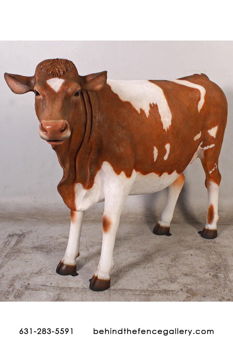 Guernsey Cow Statue Life Size Farm Theme Prop